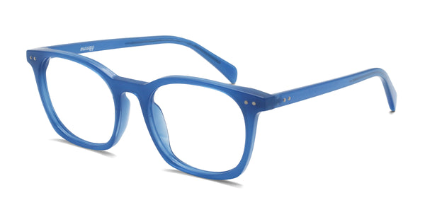 beyond square blue eyeglasses frames angled view
