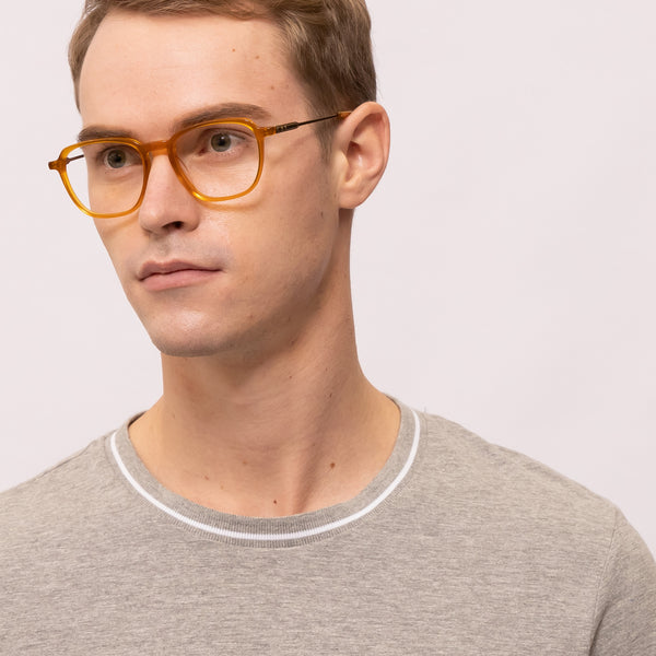 billie square orange eyeglasses frames for men angled view