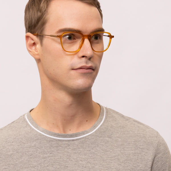 billie square orange eyeglasses frames for men side view