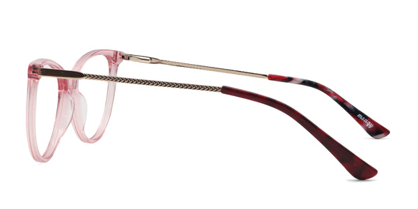 bloom cat eye clear pink eyeglasses frames side view