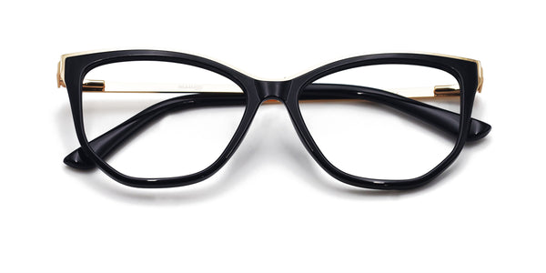 blueming cat eye shiny black eyeglasses frames top view