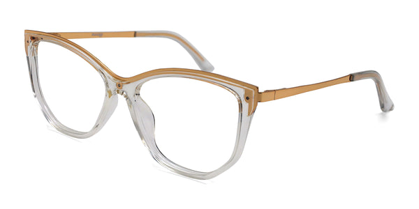 blueming cat eye transparent gold eyeglasses frames angled view