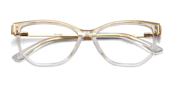 blueming cat eye transparent gold eyeglasses frames top view