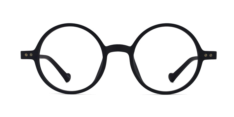 bobby round black eyeglasses frames front view