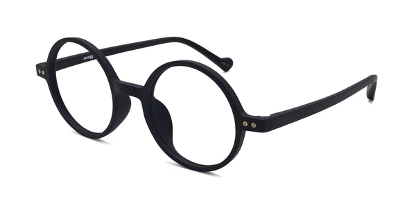 bobby round black eyeglasses frames angled view