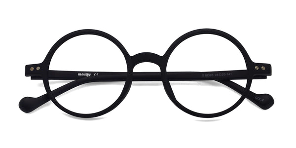 bobby round black eyeglasses frames top view