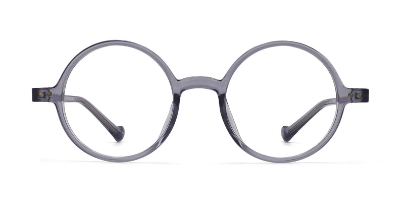 bobby round transparent gray eyeglasses frames front view