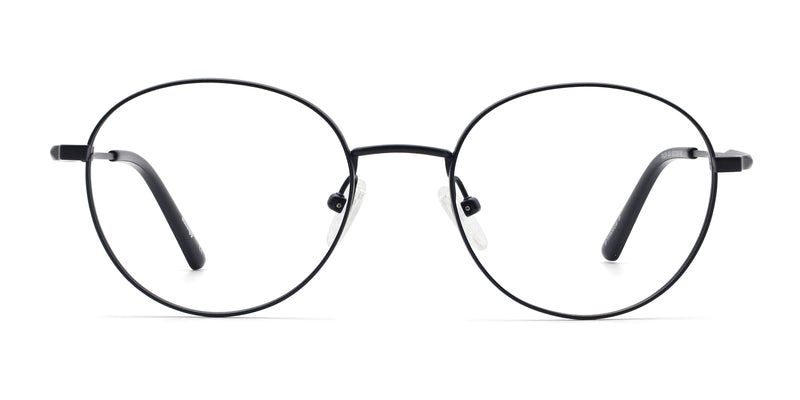 bounce round black eyeglasses frames front view