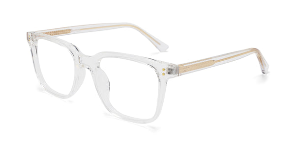 boyish square transparent eyeglasses frames angled view