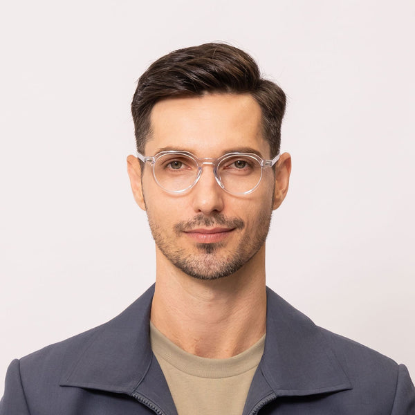 brad geometric transparent eyeglasses frames for men front view