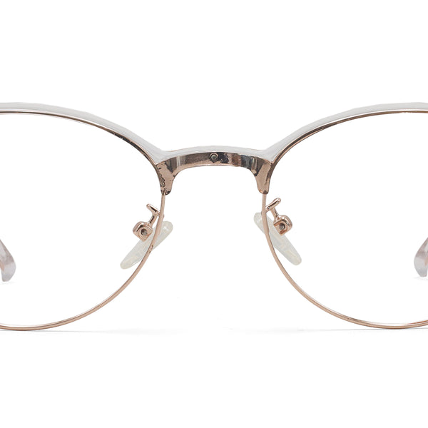 brainy oval rose gold eyeglasses frames front view