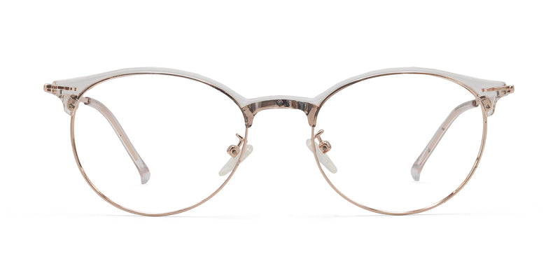 brainy oval rose gold eyeglasses frames front view