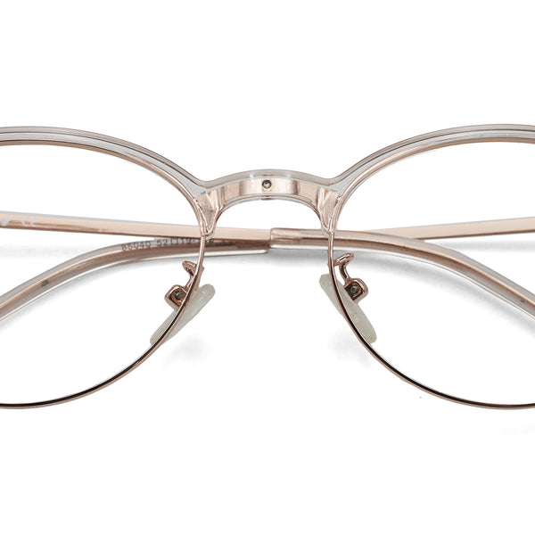 brainy oval rose gold eyeglasses frames top view