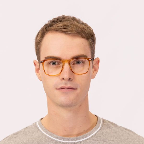 bravo square orange tortoise eyeglasses frames for men front view