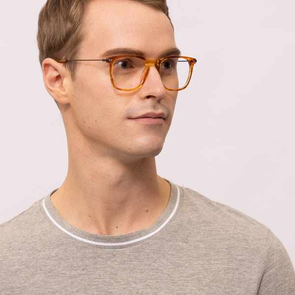 bravo square orange tortoise eyeglasses frames for men side view