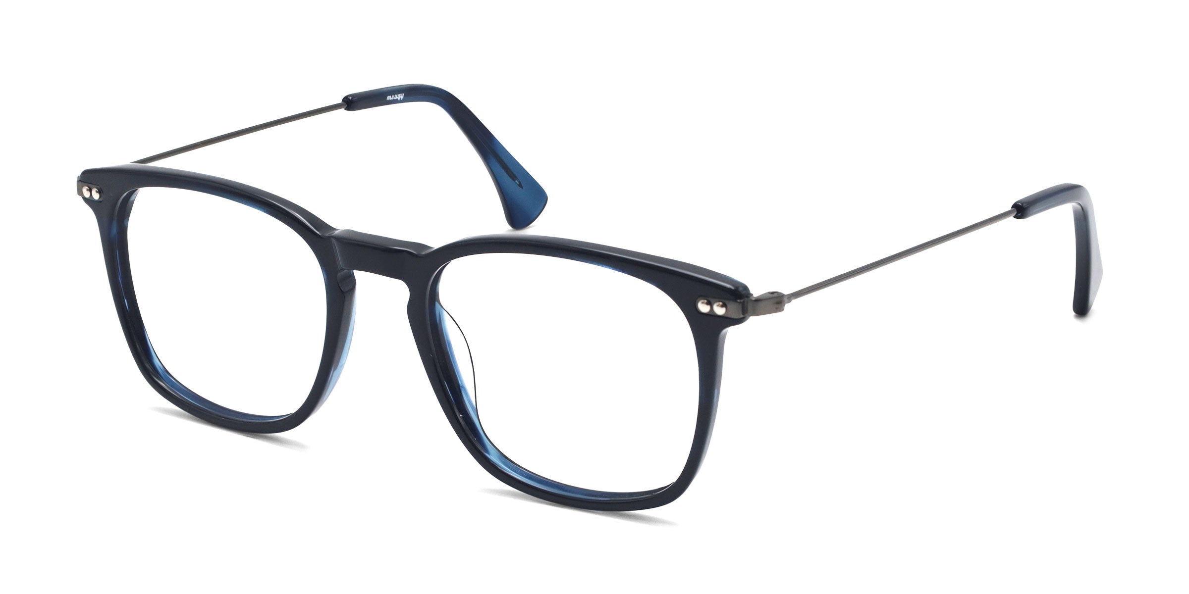 bravo square dark blue eyeglasses frames angled view