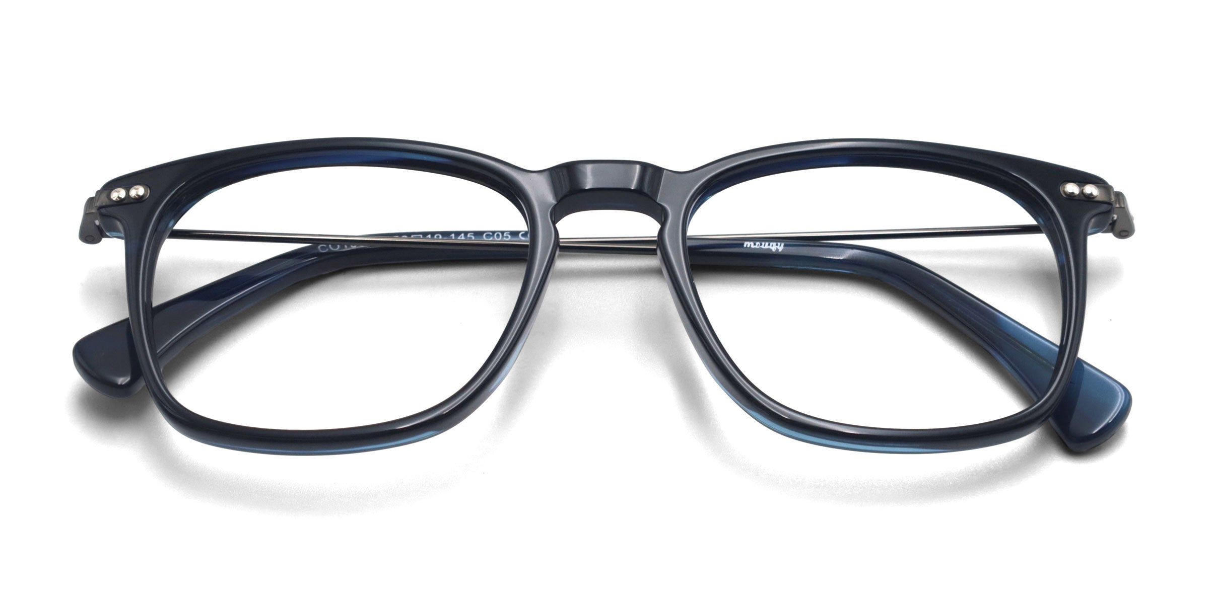 bravo square dark blue eyeglasses frames top view