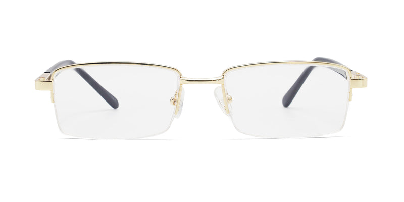 brilliant rectangle gold eyeglasses frames front view