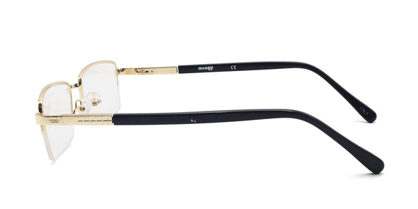 brilliant rectangle gold eyeglasses frames side view