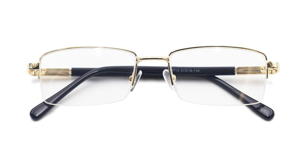 brilliant rectangle gold eyeglasses frames top view