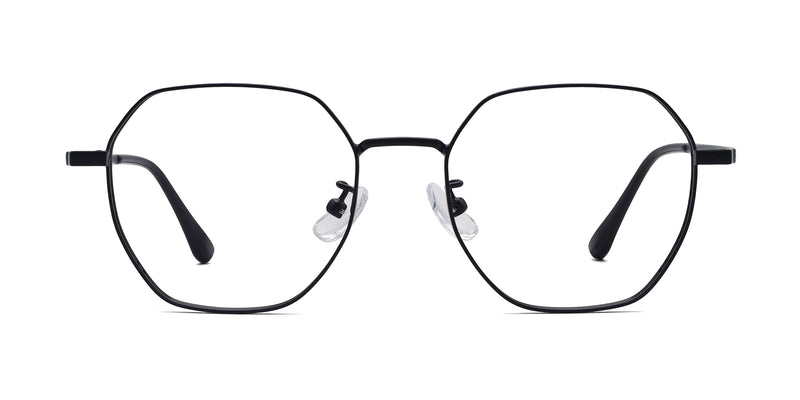 bubly geometric matte black eyeglasses frames front view