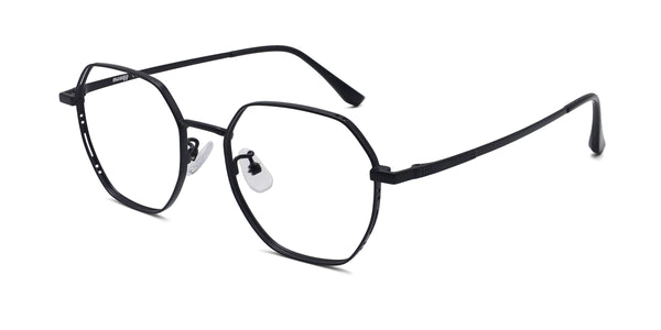 bubly geometric matte black eyeglasses frames angled view