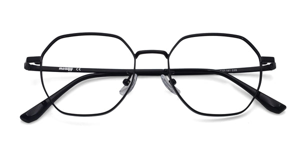 bubly geometric matte black eyeglasses frames top view