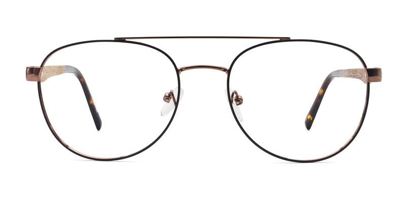 burgundy aviator brown eyeglasses frames front view