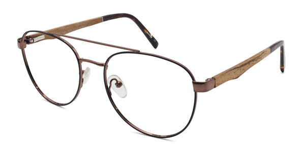 burgundy aviator brown eyeglasses frames angled view