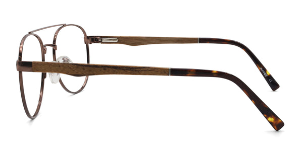 burgundy aviator brown eyeglasses frames side view