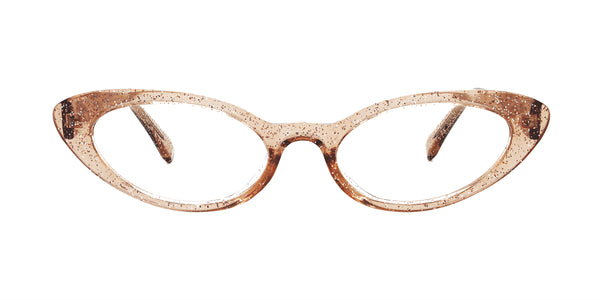 candid cat eye glitter pink eyeglasses frames front view