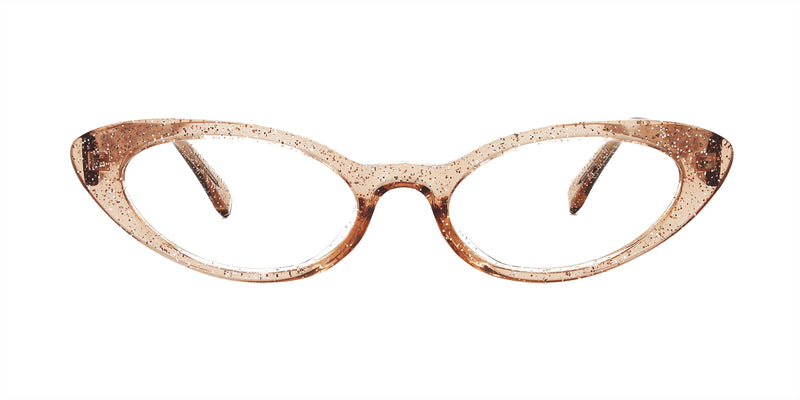 candid cat eye glitter pink eyeglasses frames front view