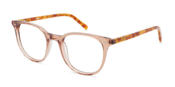 carl square pink eyeglasses frames angled view