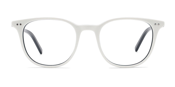 carl square white eyeglasses frames front view
