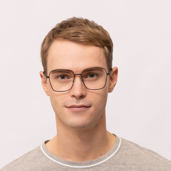celebrate geometric matte brown eyeglasses frames for men front view