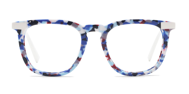 champ square blue tortoise eyeglasses frames front view