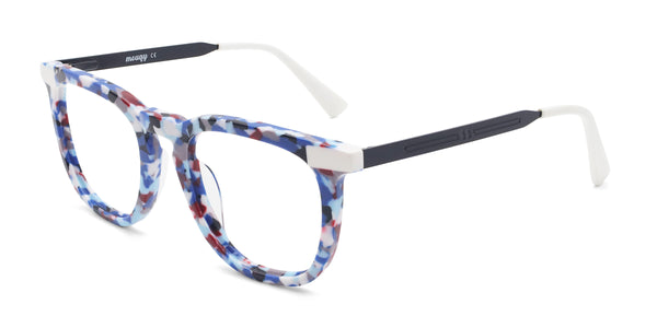 champ square blue tortoise eyeglasses frames angled view