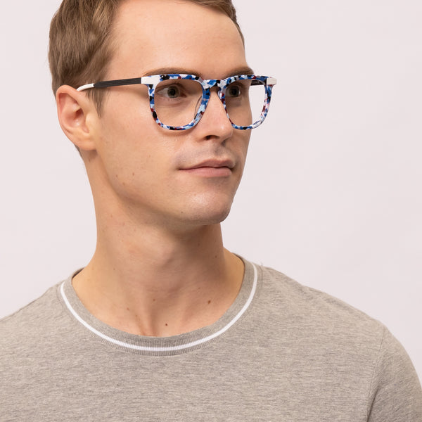 champ square blue tortoise eyeglasses frames for men side view