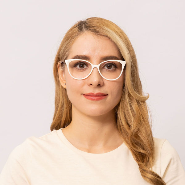 charisma cat eye cream white eyeglasses frames for women front view