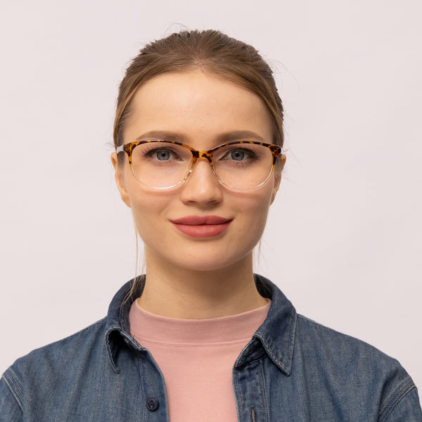 cherry oval two tone tortoise eyeglasses frames for women front view