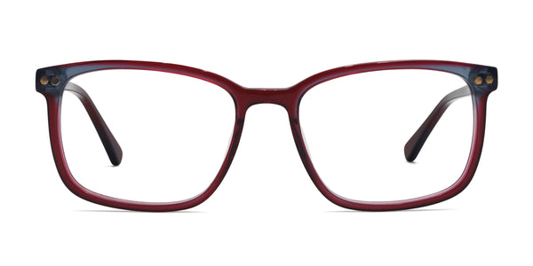 chord rectangle shiny red eyeglasses frames front view