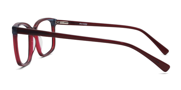 chord rectangle shiny red eyeglasses frames side view