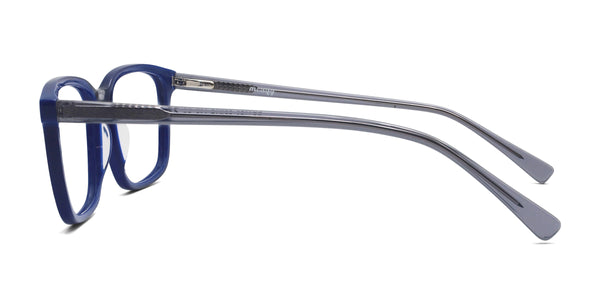 chord rectangle shiny blue eyeglasses frames side view