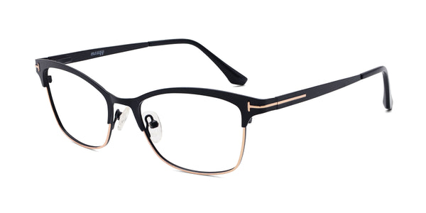 cindy cat eye black eyeglasses frames angled view