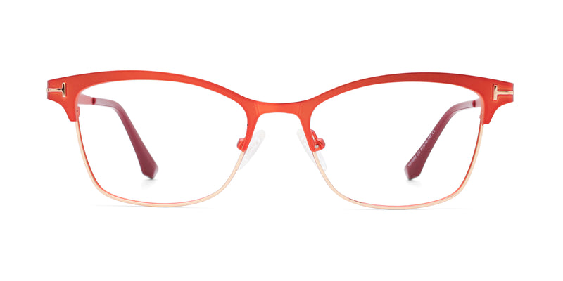 cindy cat eye red eyeglasses frames front view