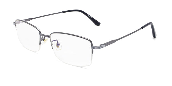 classy rectangle silver eyeglasses frames angled view