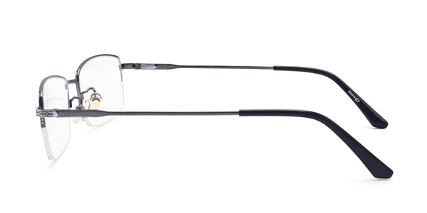 classy rectangle silver eyeglasses frames side view