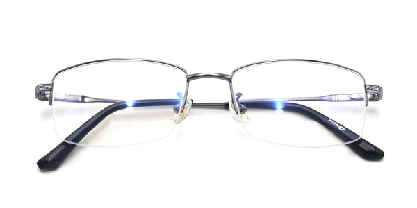 classy rectangle silver eyeglasses frames top view