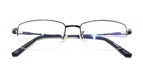 classy rectangle black gold eyeglasses frames top view