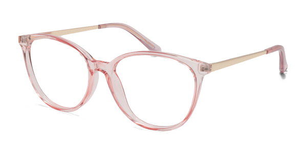 coco oval pink eyeglasses frames angled view